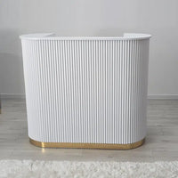 BANCO CASSA RECEPTION ELEGANT LEGNO NERO BEIGE ORO 120x60x101 CM 4 CASSETTI CHIAVE PER ESTETISTA CENTRO ESTETICO SPA PARRUCCHIERE BARBIERE BENESSERE