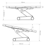 Dimensione con braccioli: 193x82,5x92 (h) cm. Motori: Si 4 motori Braccioli estraibili: Si, pieghevoli Foro viso: Si, cuscino poggiatesta 13.5 x 9 cm. Imbottitura: 9 cm. Peso Max: 175 kg. Materiali: PU e metallo. Colori: Bianco (B-LIGHT502.4.A26) e Nero (B-LIGHT502.4.A66).