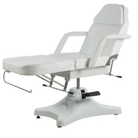 Sillón tumbona de PVC blanco y negro, cojín con 2 articulaciones, orificio para la cara, reposabrazos extraíbles, portarrollos, Weelko SART WKE016 para centro de belleza spa esteticista