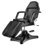 Sillón tumbona de PVC blanco y negro, cojín con 2 articulaciones, orificio para la cara, reposabrazos extraíbles, portarrollos, Weelko SART WKE016 para centro de belleza spa esteticista