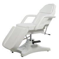 Sillón tumbona de PVC blanco y negro, cojín con 2 articulaciones, orificio para la cara, reposabrazos extraíbles, portarrollos, Weelko SART WKE016 para centro de belleza spa esteticista