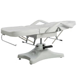 Sillón tumbona de PVC blanco y negro, cojín con 2 articulaciones, orificio para la cara, reposabrazos extraíbles, portarrollos, Weelko SART WKE016 para centro de belleza spa esteticista