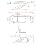 Dimensione con braccioli: 190x61x64 (h) cm. Motori: Si 3 motori Altezza seduta: da 58 a 87 cm. Altezza lettino: 95 a 110 cm. Braccioli estraibili: Si, pieghevoli. Rotazione braccioli: Si. Foro viso: Si, cuscino poggiatesta. Inclinazione lettino orizzontale a 0 gradi: Si. Inclinazione schienale: 85 gradi. Inlcinazione seduta: 0 a 10 gradi. Inclinazione gambe: 0 - 90 gradi. Peso Max: 180 kg. Rivestimento: PU. Materiali: PU e metallo. Colori: Bianco 3 motori (2235C.3.A26).