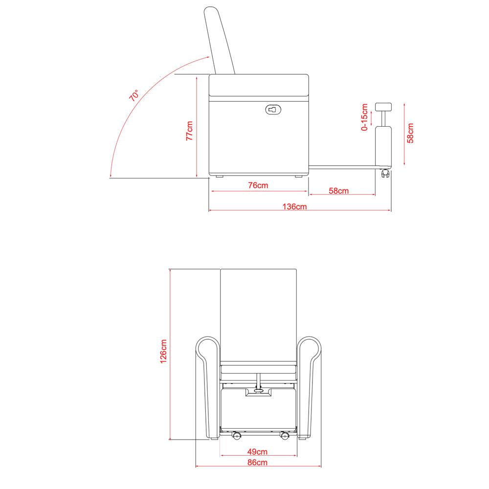 Poltrona pedicure elettrica - 94 x 76 x 117 cm - 200 kg - Bianco