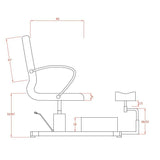 Dimensione con base e poggiapiedi: 120x61x134 cm. Dimensione solo seduta: 47x49x134 cm. Altezza: regolabile: 119 a 134 cm . Altezza seduta: da 52 a 67 cm. Dimensione bracciolo: 45x6 cm. Dimensione poggiapiedi: 22x30 cm. Altezza poggiapiedi da pavimento: da 36 a 52 + 3 cm  di estensione. Dimensione vasca: 40x30x16 (h) cm. Capacità vasca pedicure: 10 lt. Peso massimo supportato: 150 kg. Rivestimento: PVC. Materiali: PVC e metallo. Colori: Bianco (WKS004.A26).