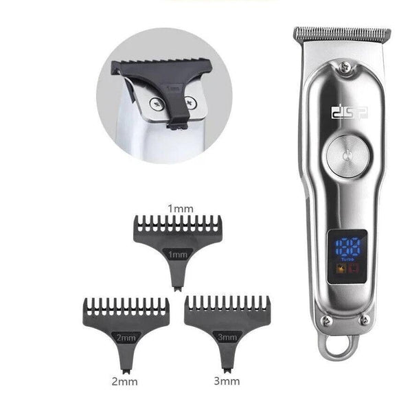 Tagliacapelli argento regolabile display fino 3 mm 7000 giri min 600 mah 1 ora DSP 90376 cordless per barba capelli parrucchiere barbiere