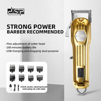 Questa tosatrice può essere utilizzata anche per la barba anche se più indicato per rasare la testa.  	CARATTERISTICHE:      Tempo ricaica: 3 ore.     Durata: 3 ore.     Materiali: Alluminio anodizzato.     Colore: Oro.     Lama inox: Si.     Altezza di taglio: 0.5-1.0 mm fino a 19 mm con rialzi.     Rialzi: SI, 8 (1.5-3-4.5-6-10-13-16-19mm)