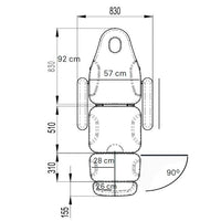 MISURE-Poltrona per pedicure molto stabile, dotata di 2 motori che controllano l'altezza e l'inclinazione dello schienale. Braccioli pieghevoli e removibili. Poggiapiedi con apertura laterale e regolabili in altezza in maniera indipendente tramite pistone a gas. Con foro facciale e cuscino poggiatesta regolabile. Rivestimento in PU bianco di alta qualità e facile da pulire.