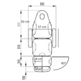 MISURE-Poltrona per pedicure molto stabile, dotata di 2 motori che controllano l'altezza e l'inclinazione dello schienale. Braccioli pieghevoli e removibili. Poggiapiedi con apertura laterale e regolabili in altezza in maniera indipendente tramite pistone a gas. Con foro facciale e cuscino poggiatesta regolabile. Rivestimento in PU bianco di alta qualità e facile da pulire.