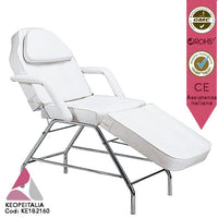 Keopalia KE182160 KE182160 white black armchair with metal base, face hole and removable adjustable armrests for beautician beauty massage center