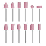 CARATTERISTICHE:  Compatibilità': Attacco universale  Sterilizzabile: Si  Grana: Fine  Forma: Varie forme  Materiale: Quarzo rosa, non si arruginisce  Utilizzo: per modellare rifinire o rimuovere la ricostruzione unghie in gel o acrilico.  CONTENUTO: 12 x punte fresa al quarzo rosa con custodia