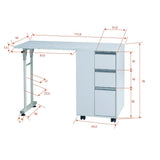 Tavolo manicure richiudibile legno bianco Weelko Plex WKM016 con 3 cassetti Tavolo manicure, pieghevole, in legno laccato bianco.esa Comprensivo di tre cassetti e ruote con blocco. Dimensioni prodotto: 111,5x45x76.