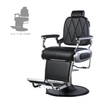  Poltrona da barbiere reclinabile e girevole rivestimento in pvc di colore nero, con base tonda cromata. Dai un tocco classico al tuo salone. Dona al tuo salone un tocco vintage e raffinato. Questa poltrona è regolabile, con pistone idraulico a gas, in altezza da 59 a 78 cm. CARATTERISTICHE:  Dimensioni lavatesta: 75X120(h)59/78cm.  Diametro base tonda: 70 cm  Materiali: Pvc e metallo.  Colore: Nero.  Poggiatesta: SI.  Poggiapiedi: SI.  Base: Tonda.